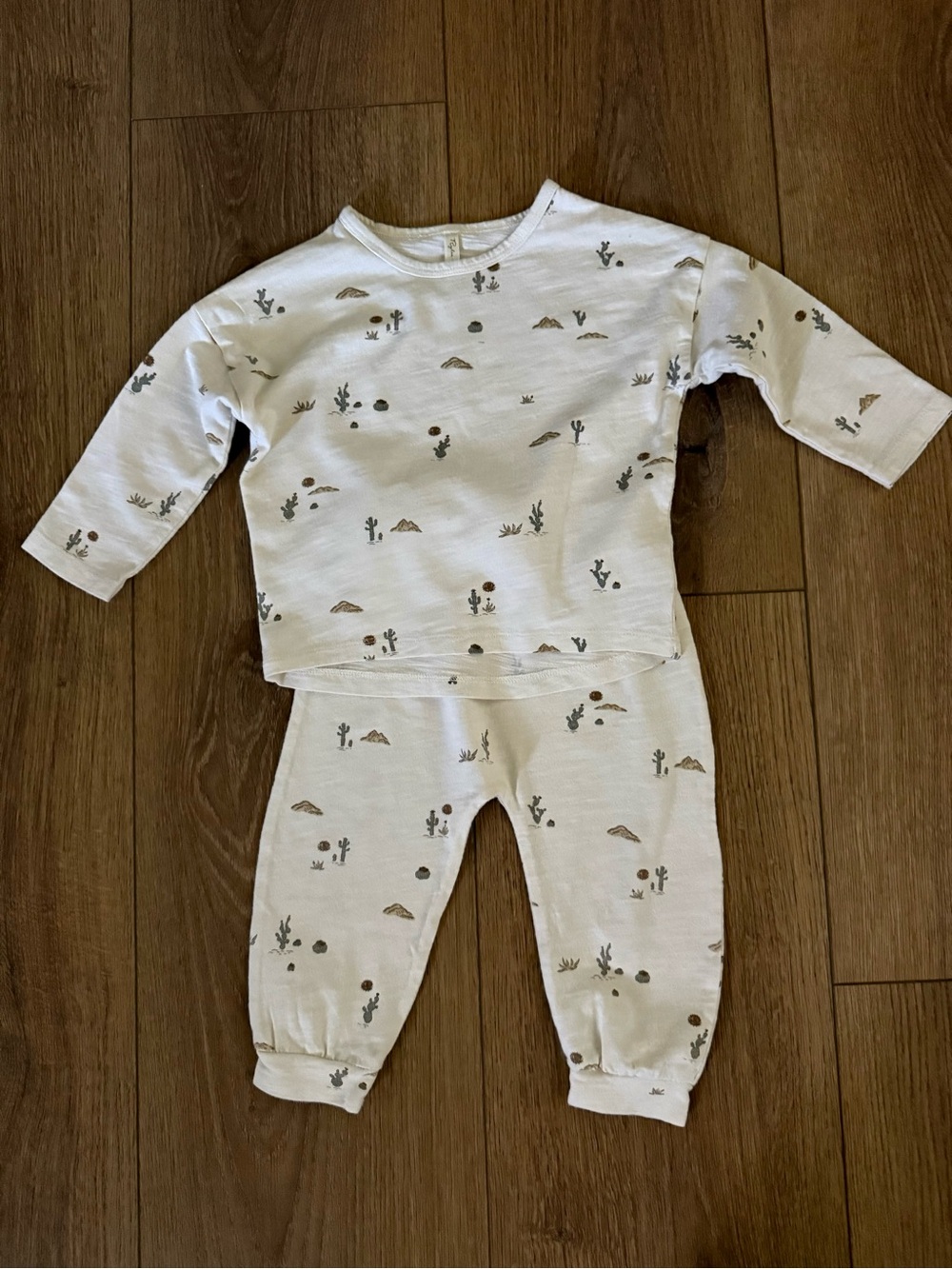 Rylee + Cru Long-Sleeve Two-Piece Set in Cream with Desert Print